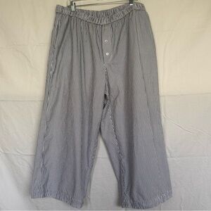 Anthropologie The Wren Striped Boxer Pants White Grey Size 2XL